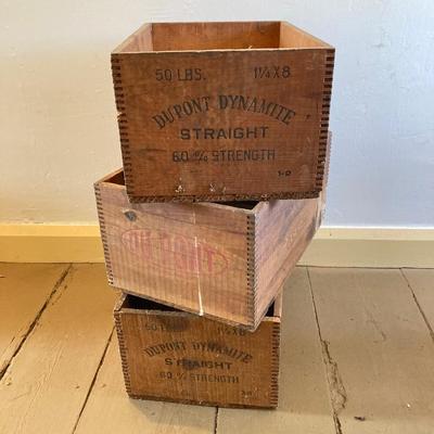 LOT 316: Three Vintage High Explosives / Dupont Wooden Boxes