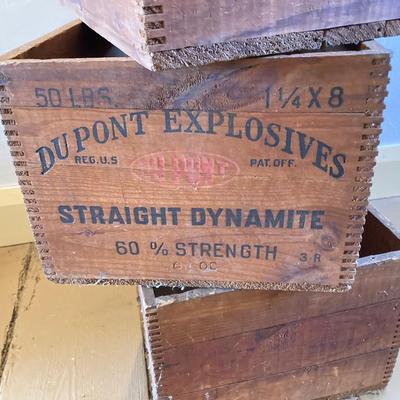 LOT 316: Three Vintage High Explosives / Dupont Wooden Boxes