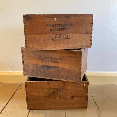LOT 316: Three Vintage High Explosives / Dupont Wooden Boxes