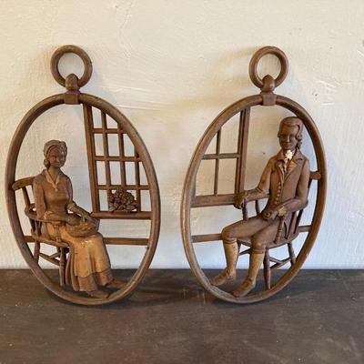 LOT 318: Vintage Framed The Midnight Rides of Paul Revere, Syroco Wall Hangings, Insurance Co Picture Cards and Three Sad Irons