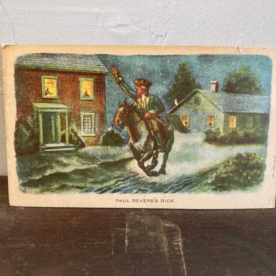 LOT 318: Vintage Framed The Midnight Rides of Paul Revere, Syroco Wall Hangings, Insurance Co Picture Cards and Three Sad Irons