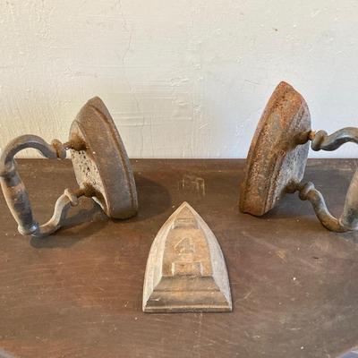 LOT 318: Vintage Framed The Midnight Rides of Paul Revere, Syroco Wall Hangings, Insurance Co Picture Cards and Three Sad Irons