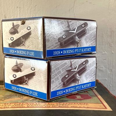 LOT 321: Vintage The American Model Builder Sets, Miniature Collector's Bi-Planes and Coca-Cola Complimentary Air Plane Pictures