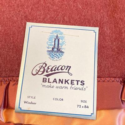 LOT 322: Esmond Slumberest Blanket in Original Box, Beacon Winsor Blanket in Original Box, Large Wicker Basket and Three Vintage Umbrellas