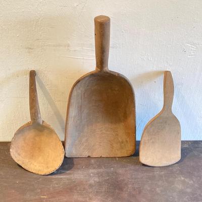 LOT 324: Primitive Wooden Kitchen Tools / Utensils Collection
