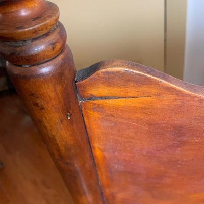 LOT 325: Vintage/Antique Wood and Red Upholstered Rocking Chair with Matching Ottoman