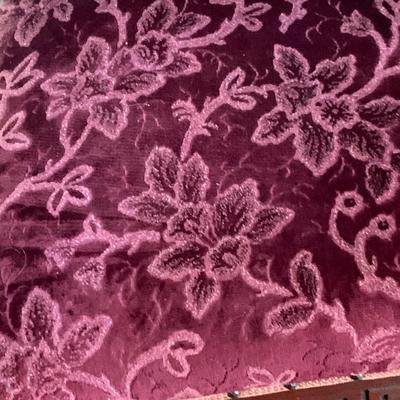 LOT 325: Vintage/Antique Wood and Red Upholstered Rocking Chair with Matching Ottoman