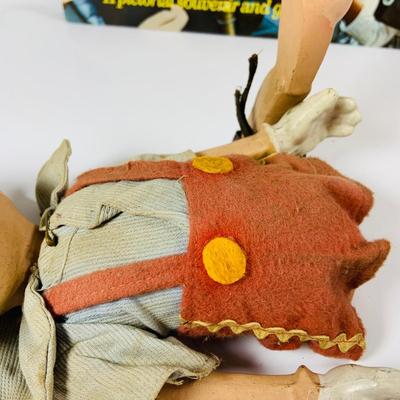 LOT 331: Vintage Composite Disney Pinocchio Doll (see description) and Disneyland Booklet and Map