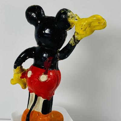 LOT 332: Vintage Disney Characters, Wooden Mickey Mouse and Jiminy Cricket and Ceramic Donald Duck