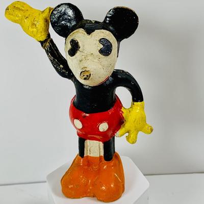 LOT 332: Vintage Disney Characters, Wooden Mickey Mouse and Jiminy Cricket and Ceramic Donald Duck