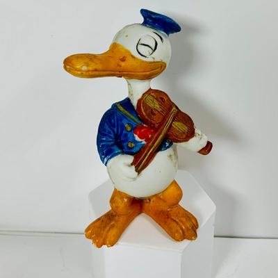 LOT 332: Vintage Disney Characters, Wooden Mickey Mouse and Jiminy Cricket and Ceramic Donald Duck