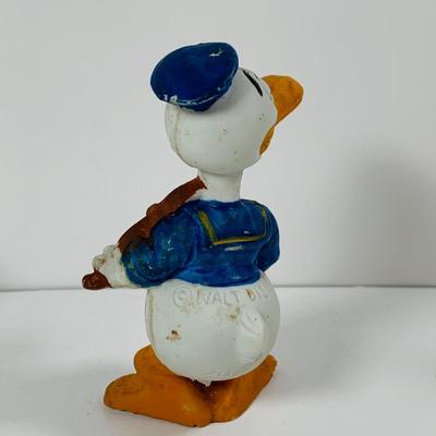 LOT 332: Vintage Disney Characters, Wooden Mickey Mouse and Jiminy Cricket and Ceramic Donald Duck