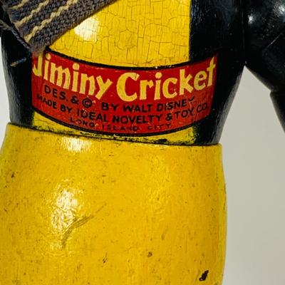 LOT 332: Vintage Disney Characters, Wooden Mickey Mouse and Jiminy Cricket and Ceramic Donald Duck