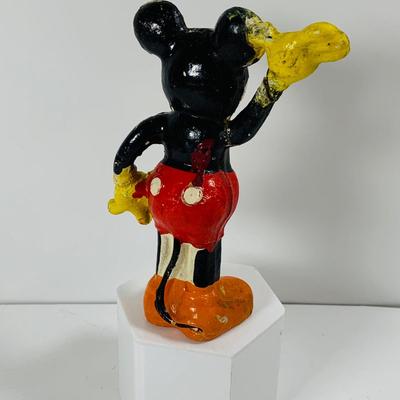 LOT 332: Vintage Disney Characters, Wooden Mickey Mouse and Jiminy Cricket and Ceramic Donald Duck