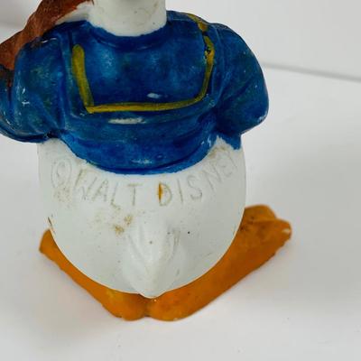 LOT 332: Vintage Disney Characters, Wooden Mickey Mouse and Jiminy Cricket and Ceramic Donald Duck