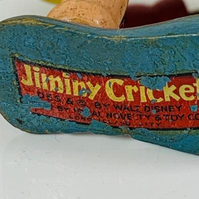 LOT 332: Vintage Disney Characters, Wooden Mickey Mouse and Jiminy Cricket and Ceramic Donald Duck