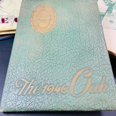 LOT 333: Antique and Vintage Oak (Glassboro State University) Year Books Two from the 1920 and 6 from the 40's and 50's