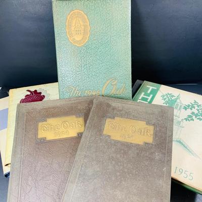 LOT 333: Antique and Vintage Oak (Glassboro State University) Year Books Two from the 1920 and 6 from the 40's and 50's