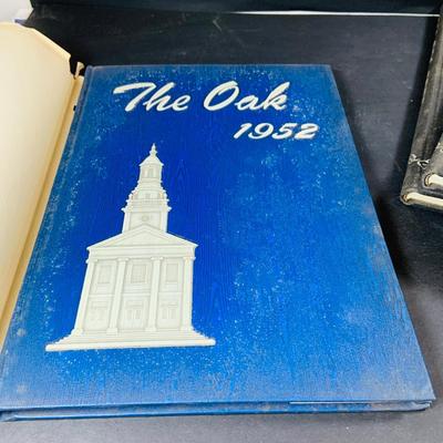 LOT 333: Antique and Vintage Oak (Glassboro State University) Year Books Two from the 1920 and 6 from the 40's and 50's