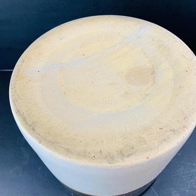 LOT 335: Vintage #2 Stoneware Crock and 2 Cast Irons