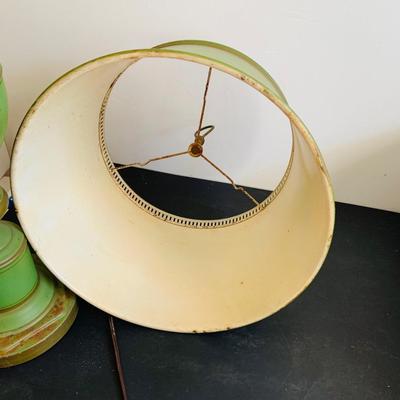 LOT 337: Vintage Green Metal Tolware Table Lamp