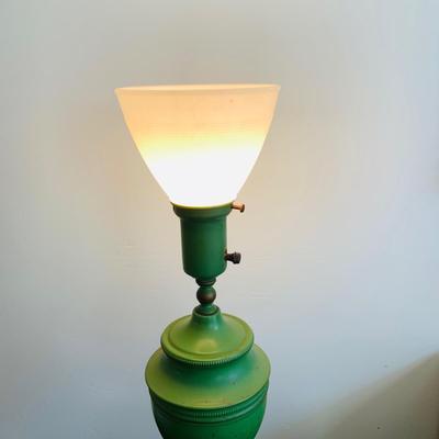 LOT 337: Vintage Green Metal Tolware Table Lamp