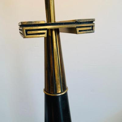 LOT 340: Mid Centry Stiffel Black and Gold Table Lamp with Gold Shade