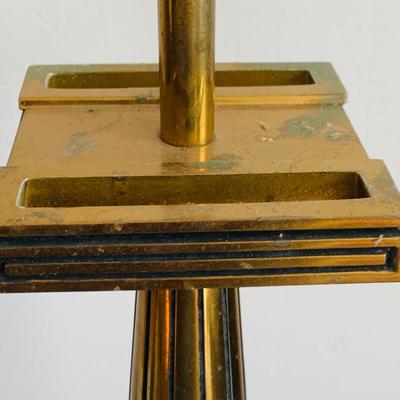 LOT 340: Mid Centry Stiffel Black and Gold Table Lamp with Gold Shade