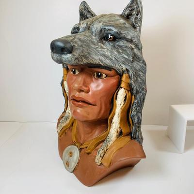 LOT 341: Ceramic Mold Native American Busts - "Proud Wolf" and "Grizzly Spirit"