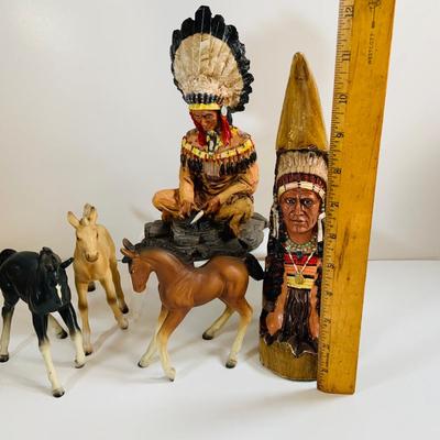 LOT 344: Western Collection Including Old West Visions Native Ameican Figurines and Napco Ceramic Horses