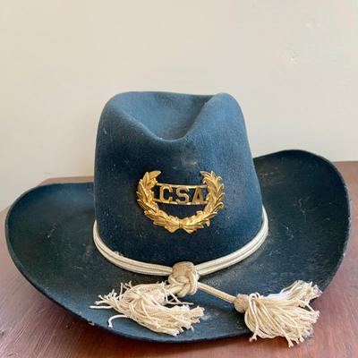 LOT 350: Vintage/Antique Hats - Seeds Stovepipe Top Hat, Replicia Confederate States of America Hat and Austrianila Miltrary Forces Hat