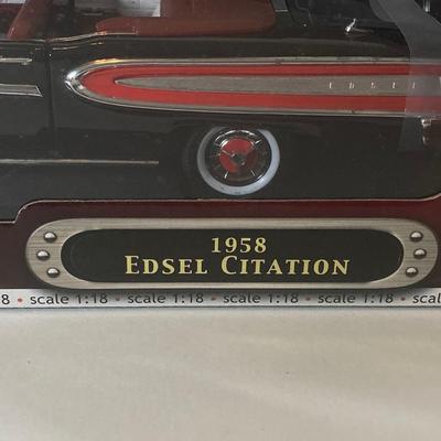 LOT 352: Die Cast 1957 Ford Thunderbird and 1958 Edsel Citation - 1:18 Scale in Original Packaging