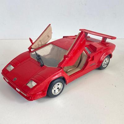 LOT 356: Vintage Die Cast Toy Cars - Lamborghini, Lincoln Limousine, School Bus and Sheriff's Dept. Bus