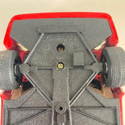 LOT 356: Vintage Die Cast Toy Cars - Lamborghini, Lincoln Limousine, School Bus and Sheriff's Dept. Bus