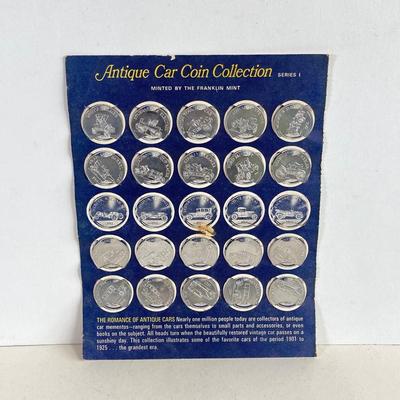 LOT 359: Antique Car Collection - Plastic Toy Cars, Sunoco Car Coins and Ceramic 1913 Chevrolet