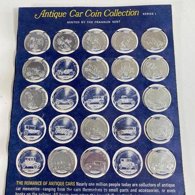 LOT 359: Antique Car Collection - Plastic Toy Cars, Sunoco Car Coins and Ceramic 1913 Chevrolet