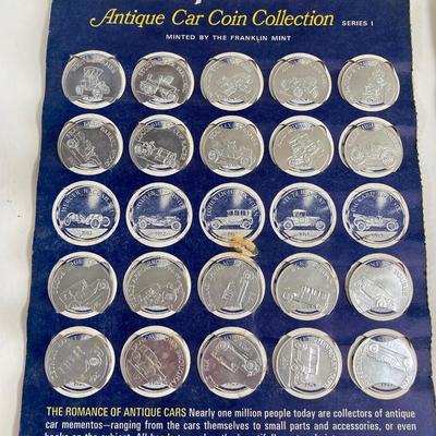 LOT 359: Antique Car Collection - Plastic Toy Cars, Sunoco Car Coins and Ceramic 1913 Chevrolet