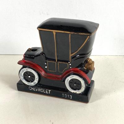 LOT 359: Antique Car Collection - Plastic Toy Cars, Sunoco Car Coins and Ceramic 1913 Chevrolet