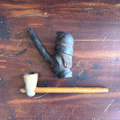 LOT 362: Collection of Nine Vintage / Carved Pipes with Paladin Pipe Tobacco Canister