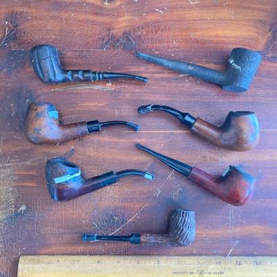LOT 362: Collection of Nine Vintage / Carved Pipes with Paladin Pipe Tobacco Canister