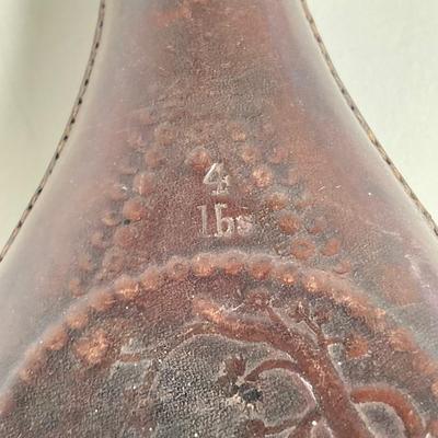 LOT 363: Antique / Vintage Hunting Dog Black Powder Leather Pouch Flask and Public Property Powder Flask