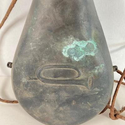 LOT 363: Antique / Vintage Hunting Dog Black Powder Leather Pouch Flask and Public Property Powder Flask