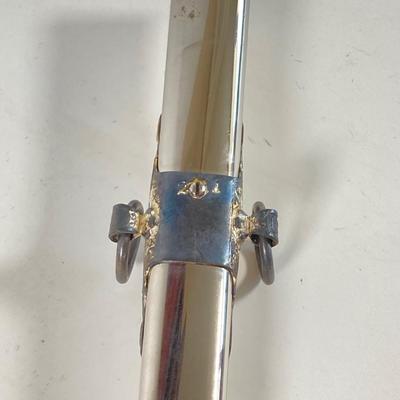 LOT 364: Vintage In Hoc Signo Vinces Monogramed Sword with Sheath, Leather Carrying Case and Protective Cloth