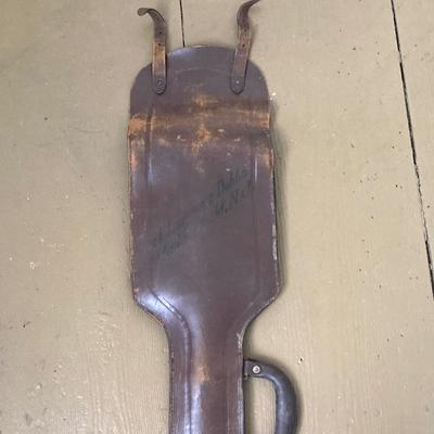 LOT 364: Vintage In Hoc Signo Vinces Monogramed Sword with Sheath, Leather Carrying Case and Protective Cloth