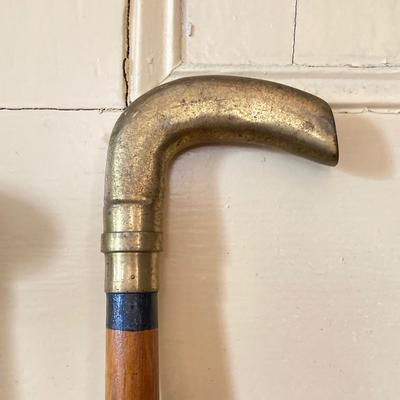 LOT 367: Vintage Ornately Carved Wood Canes with Brass Handles