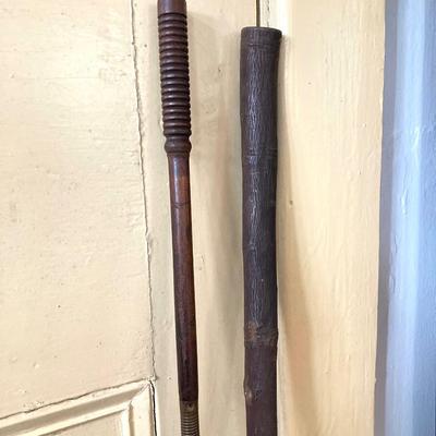 LOT 369: Four Vintage Wooden Walking Sticks