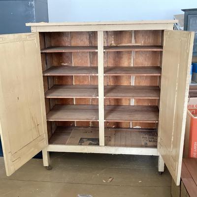 LOT 373: Vintage Primitive Wooden Jelly Cabinet - Ready for Upcycling