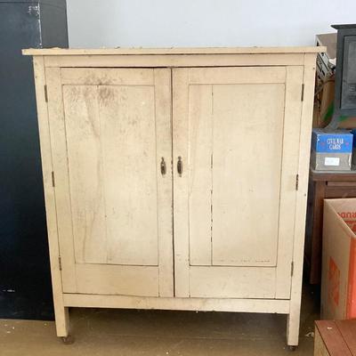 LOT 373: Vintage Primitive Wooden Jelly Cabinet - Ready for Upcycling