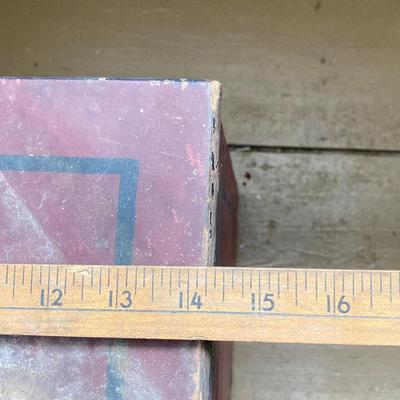 LOT 377: Vintage Painted Red Wooden Storage Box