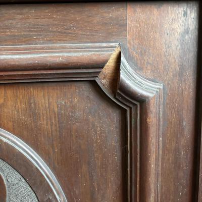 LOT 381: Antique Carved Wood & Marble Sideboard